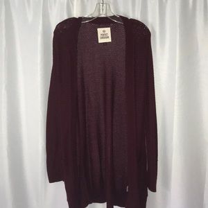 maroon cardigan